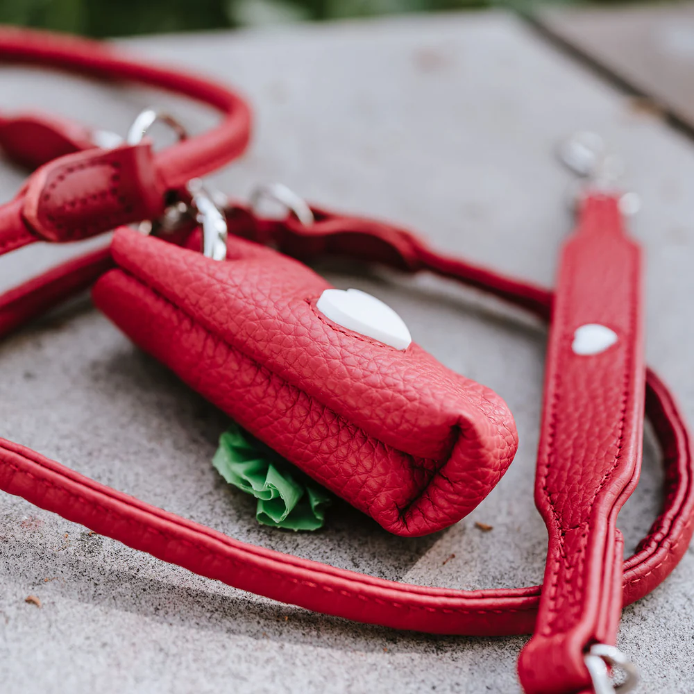 Love - Poopbag dispenser Cowleather red