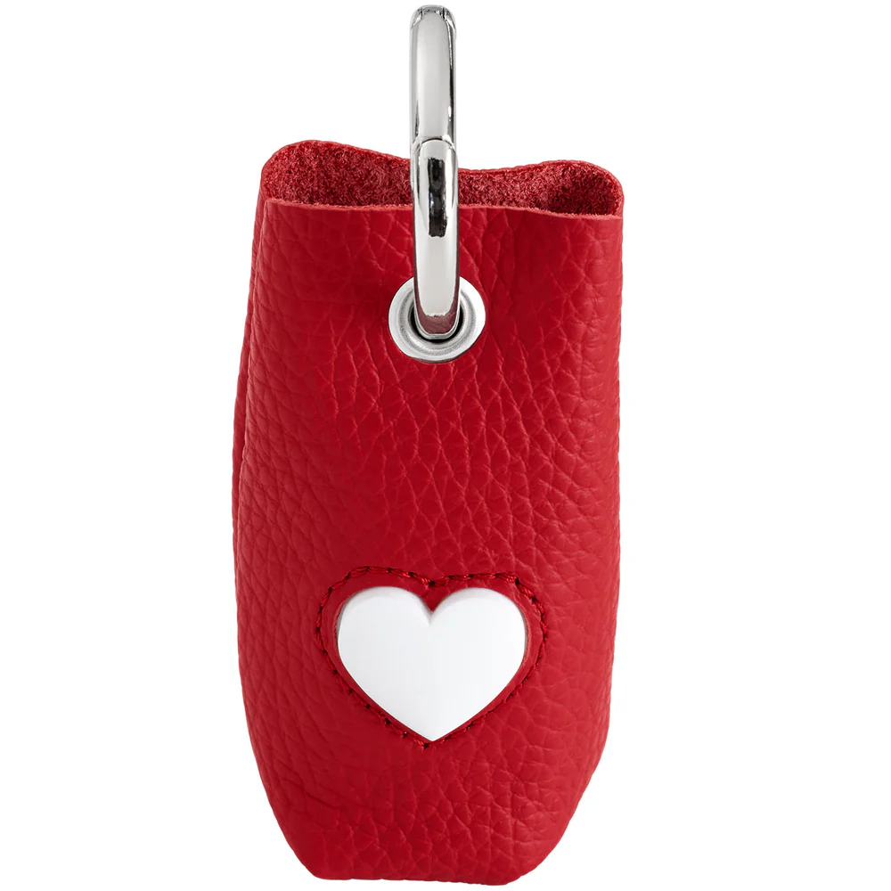 Poopbag dispenser Love	Cowleather red