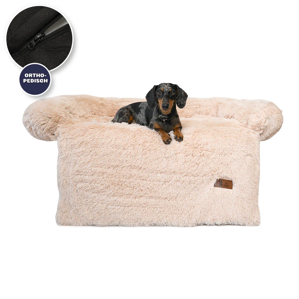 PP Fluffy bankbeschermer Beige M 